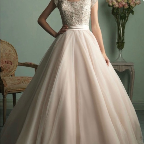 Allure Bridals Dresses & Skirts - Allure Bridals Ivory Beaded Cap-Sleeve Ball Wedding Gown